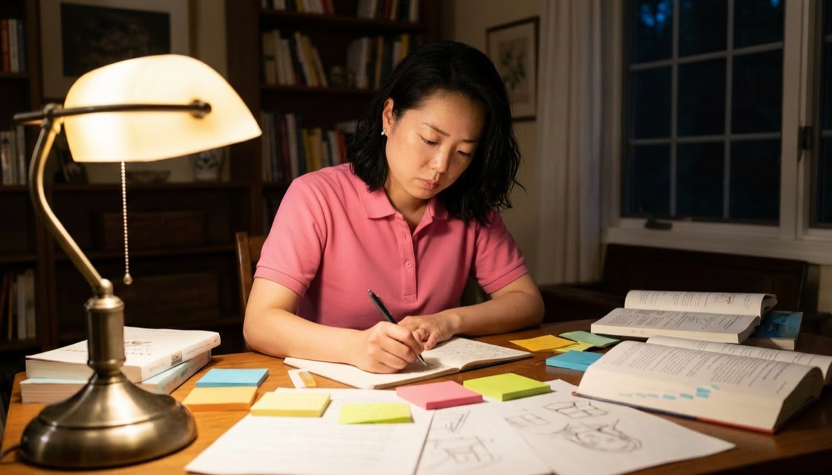 深夜までメソッドの研究に没頭する様子