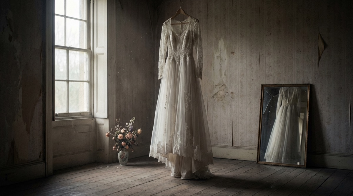 儚い成功を象徴するウェディングドレスのイメージ