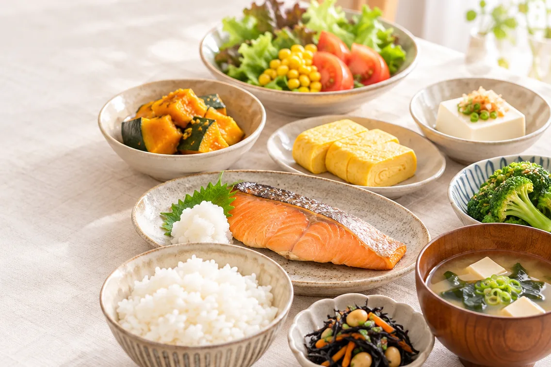 五色がそろう家庭のごはん